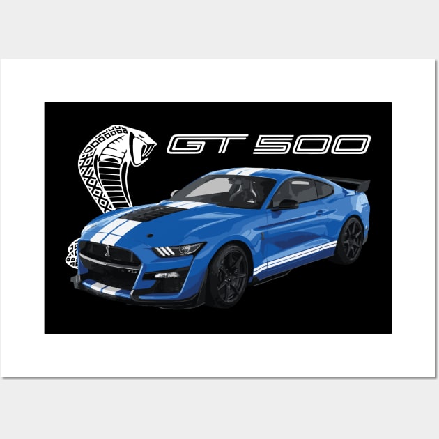 GT500 Mustang shelby cobra velocity blue Wall Art by cowtown_cowboy